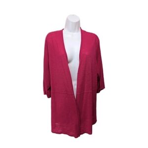Catherines Cardigan Sweater 2X 3/4 Sleeve Classic Mature Linen Blend #7